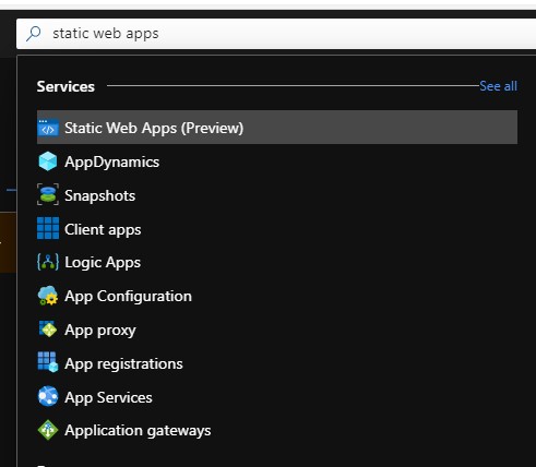 Azure Static App Search